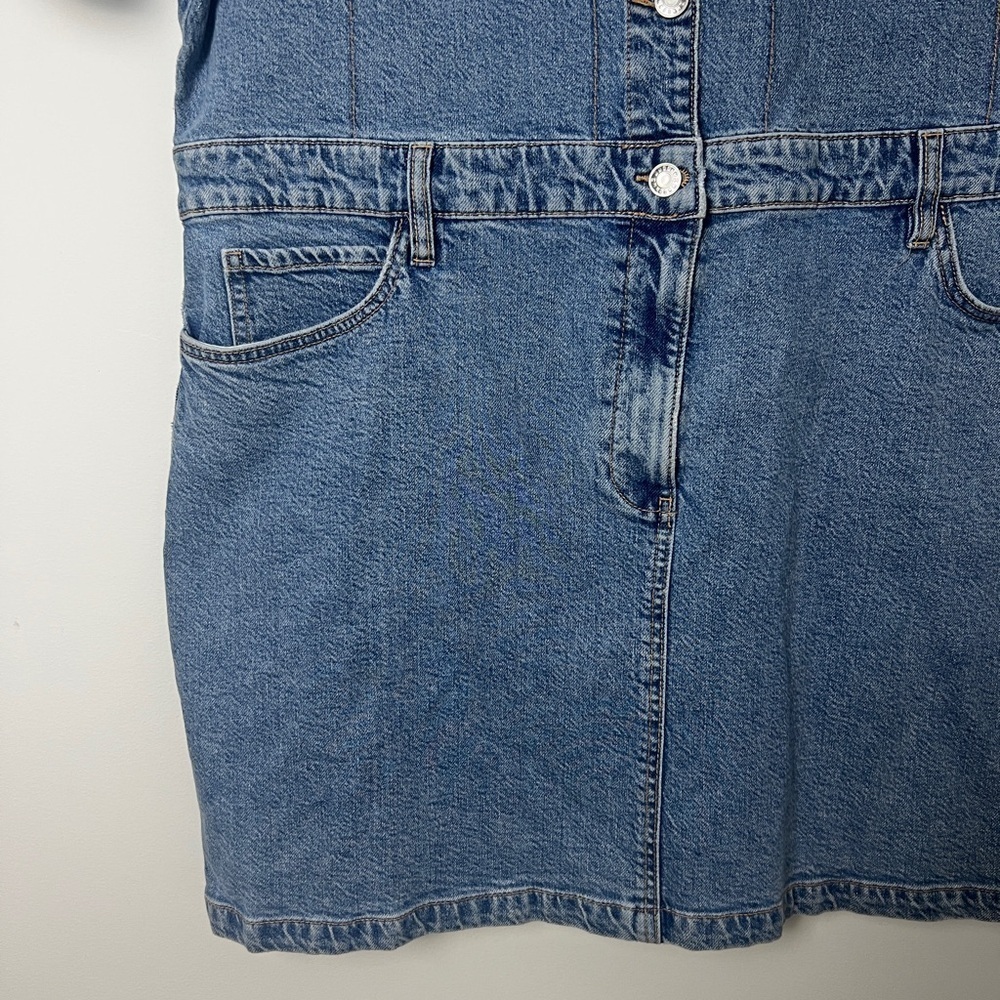 NEW MNG Mango Short Sleeve Cotton 5-Pocket Collared Mini Denim Shirt Dress Sz 18 - Picture 8 of 14